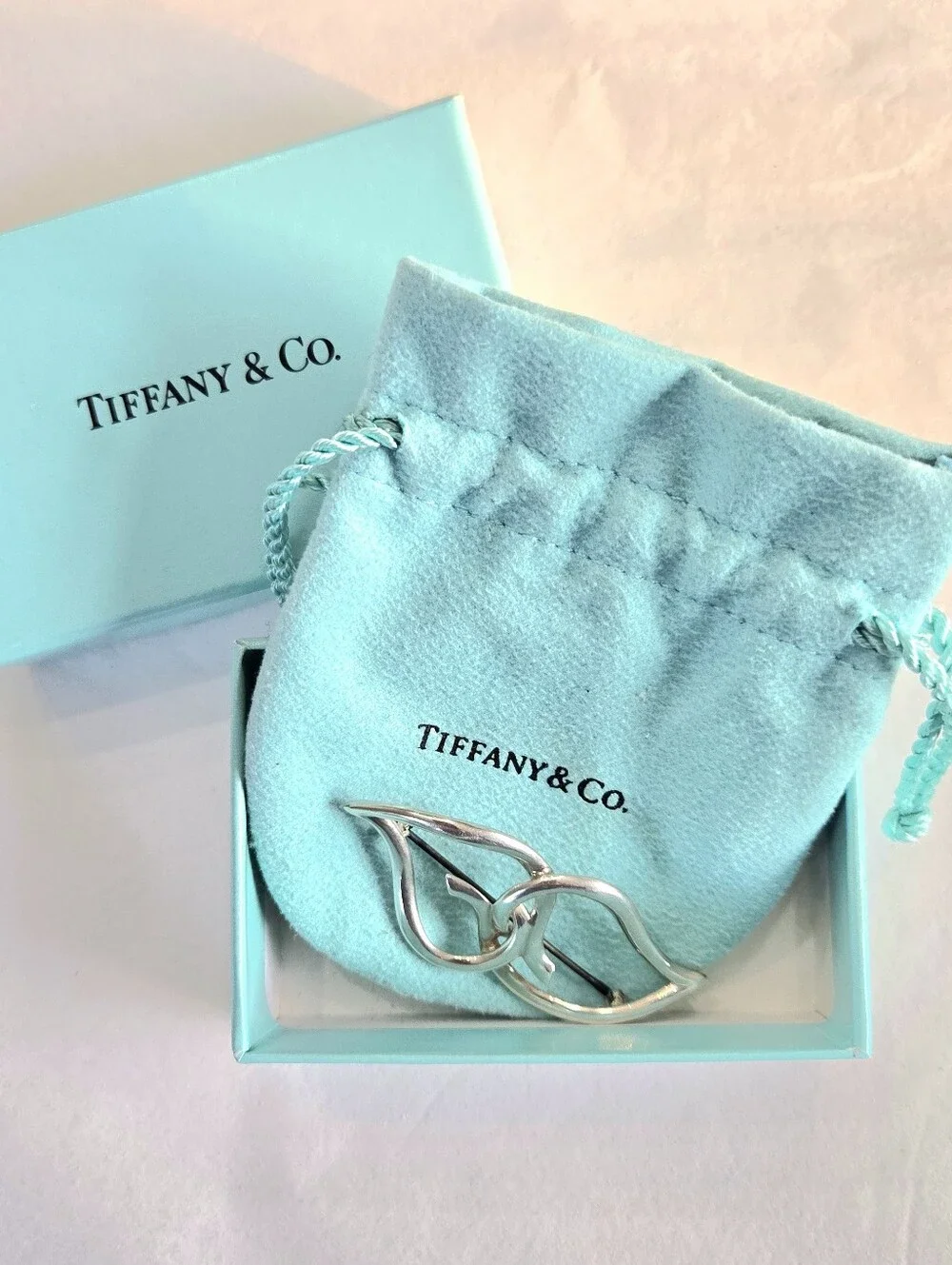 #160 - Tiffany & Co. Double Leaf Brooch, Sterling Silver 925